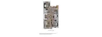 3 bed two bathroom floorplan at Northampton Village Apartments, Indianapolis, IN 46226