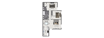 A diagram of a house layout with labeled rooms.