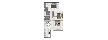 A diagram of a house layout with labeled rooms.