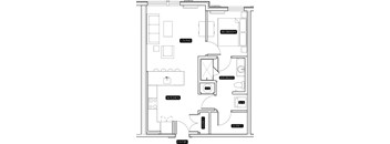 A black and white floor plan of a house with labeled rooms.