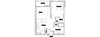 A black and white floor plan of a house with labeled rooms.