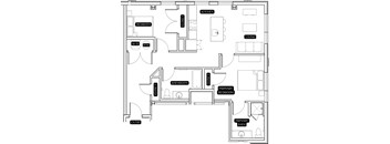 A black and white image of a floor plan for a house.