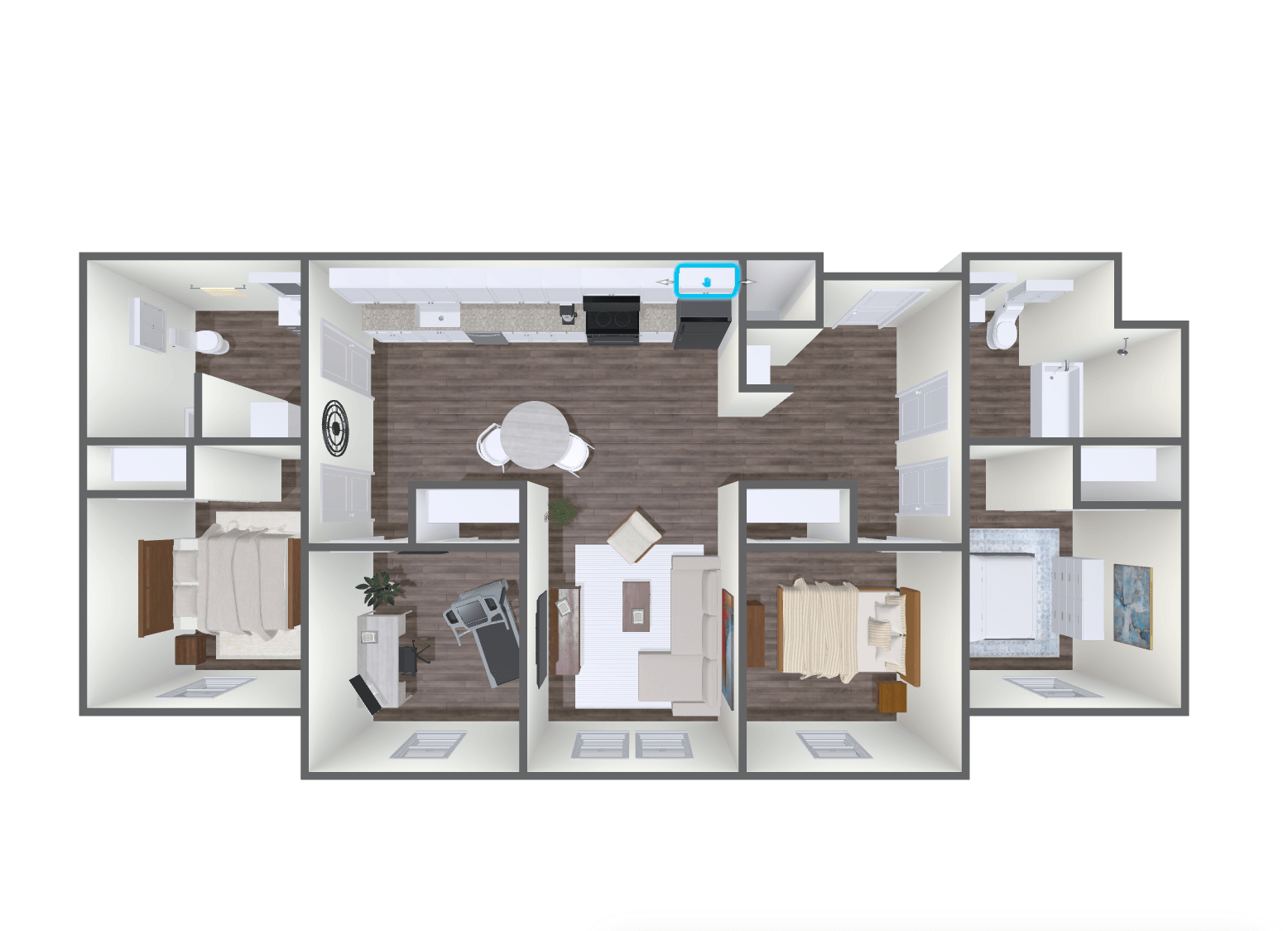 the bungalow floor plan with bedroom and living room