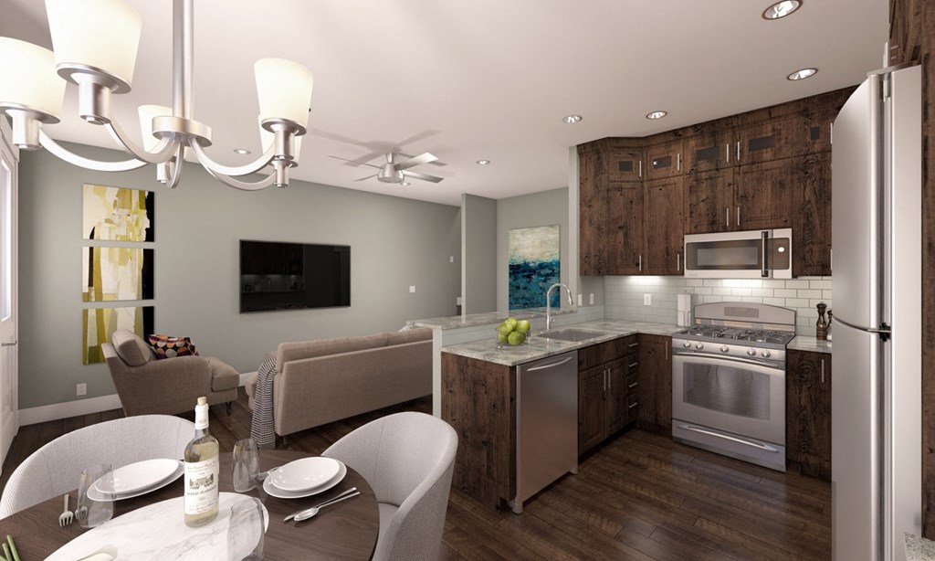 Dining Room Near Kitchen Space at Moenave Townhomes in Springdale, Utah