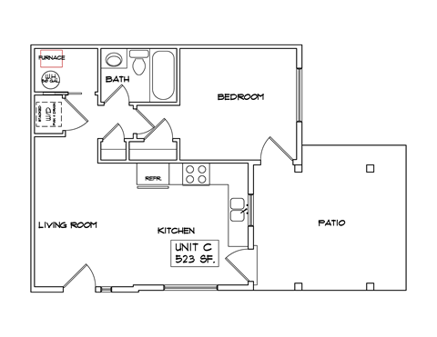 1 Bed 1 Bath Floor Plan at Moenave Townhomes, Utah, 84767