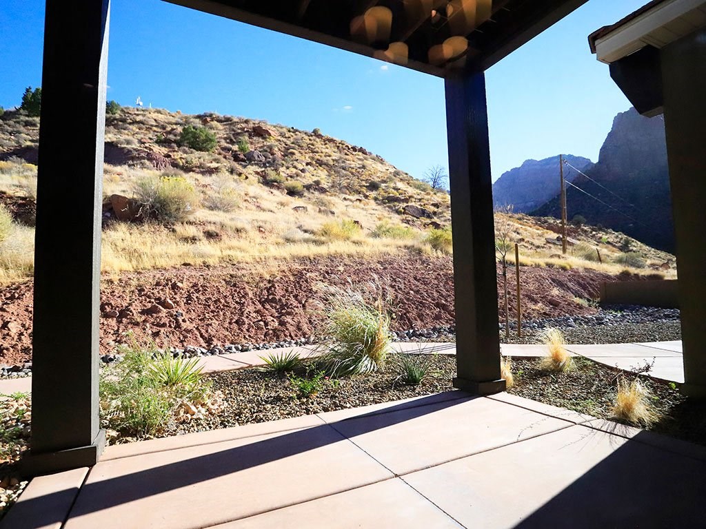 View From Sliding Glass Door at Moenave Townhomes in Springdale, Utah