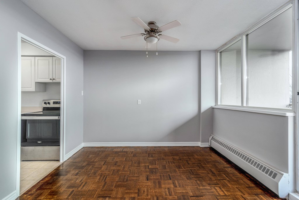 Dining room with adjacent kitchen