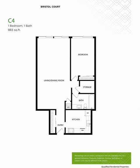 One bedroom floor plan