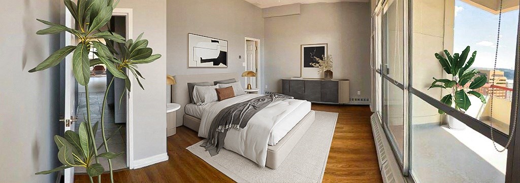 a bedroom with a bed and a toilet and a window