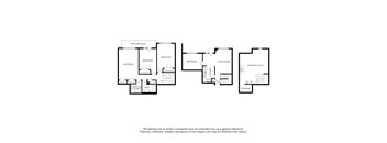 A floor plan of a house with three bedrooms, a living room, a bathroom, a walk-in closet, a utility room, and storage.