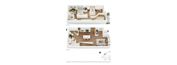 Two images of a house's first and second floor layouts.