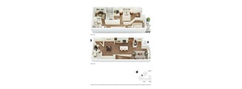 Two images of a house layout, one from the first floor and one from the second floor.
