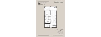 A floor plan for a 1 Bed + Den, 1Bath apartment.
