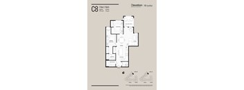 A floor plan for a 2 bedroom, 2 bath apartment at Elevation on QuadReal.
