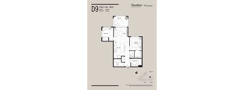 A floor plan for a 2 Bed + Den, 1 Bath apartment.