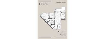 A floor plan for a 3 Bed + Den apartment sized at 150 sq.ft.