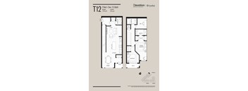 A floor plan for a T12 apartment with 2 bedrooms and 2.5 bathrooms.