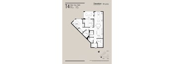 A floor plan for a T4 apartment with 2 bedrooms and 2 bathrooms.