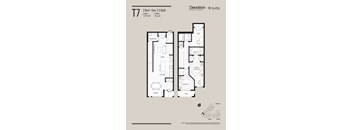 Floor plan of a 2 bedroom, 2.5 bathroom apartment.