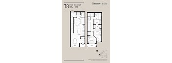 A floor plan for a T8 apartment with 2 bedrooms and 2.5 bathrooms.