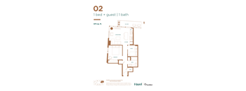 One Bedroom with Guest Floor Plan