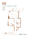 One Bedroom with Guest Floor Plan