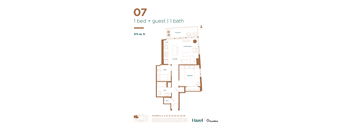 One Bedroom with Guest Floor Plan