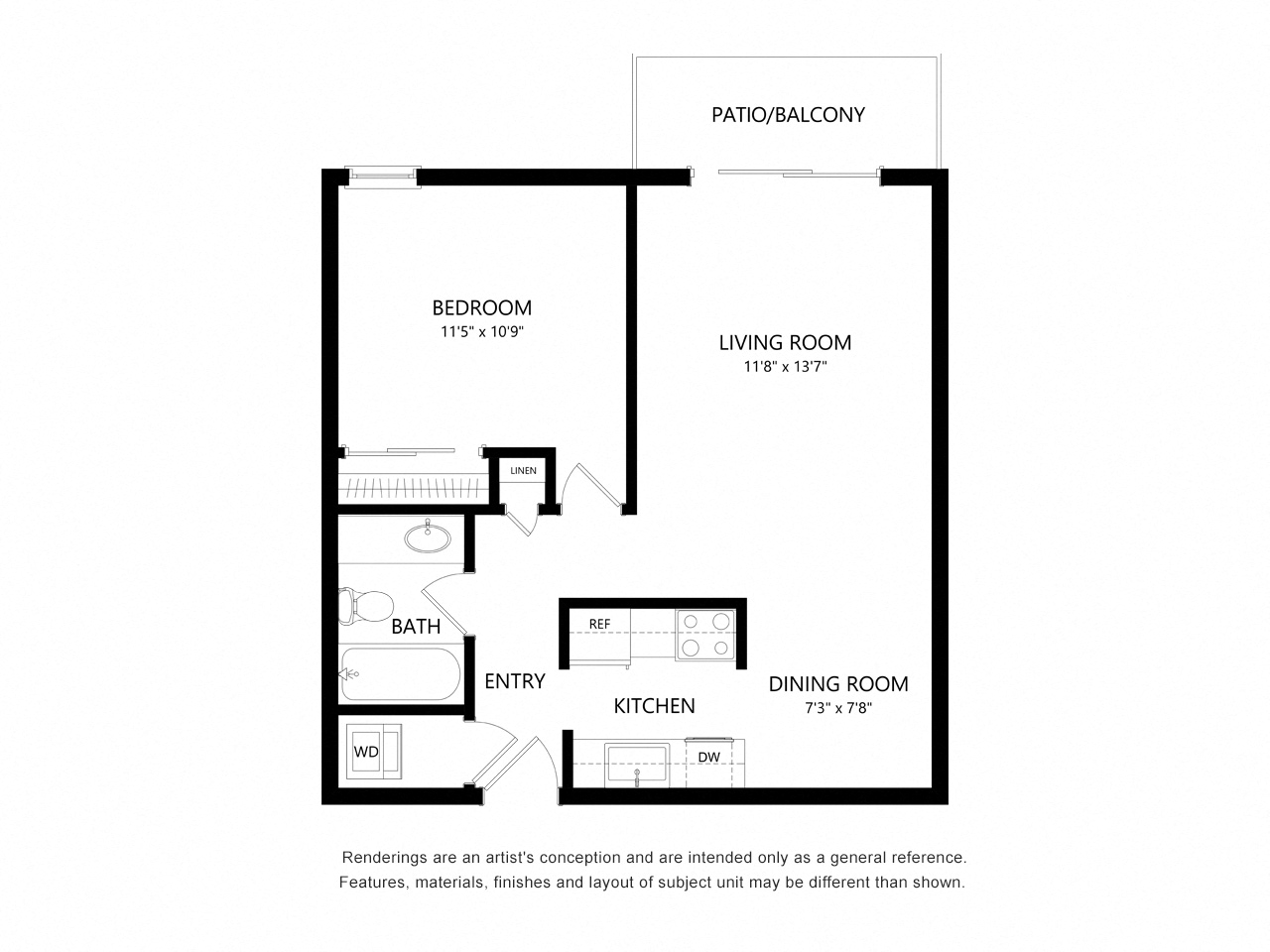 One Bedroom Floor Plan