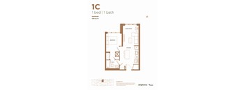 the floor plan of residence 1 bed 1 bath
