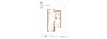 a typical floor plan of a 1 bedroom apartment