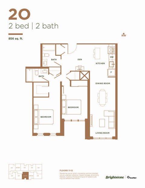 2 Bed 2 Bath + Den