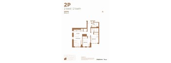 the floor plan of two bed 1 2 bath