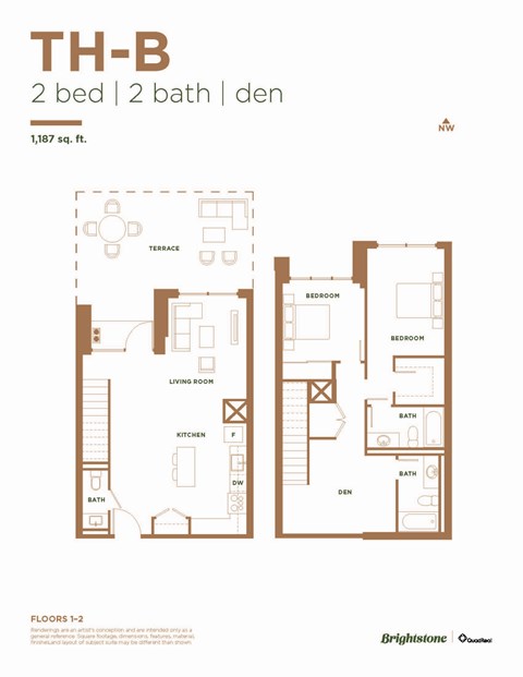 a typical floor plan of a 2 bedroom apartment
