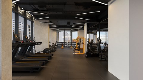a gym with weights and other exercise equipment