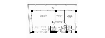 a floor plan of a small house with a bedroom and a living room
