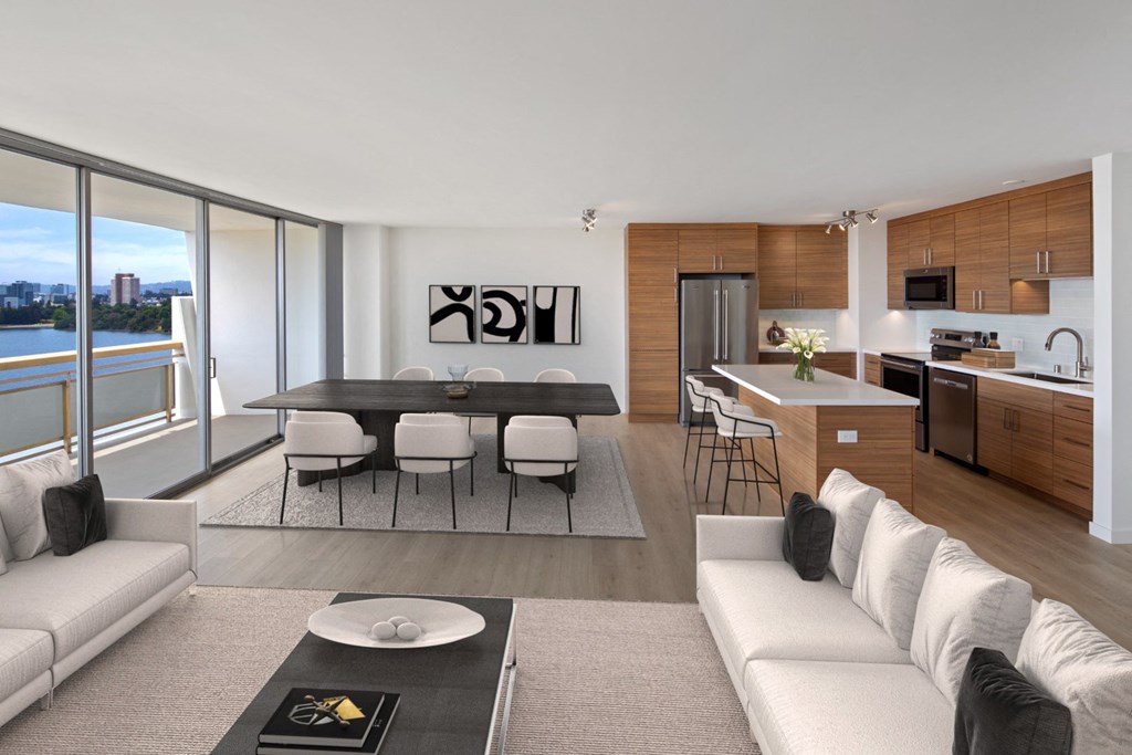 Living Area With Kitchen at 1200 Lakeshore, Oakland, 94606