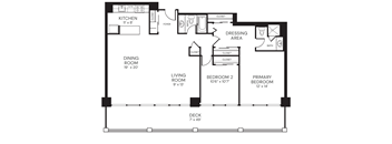 1250sf 2 bedroom 2 bath
