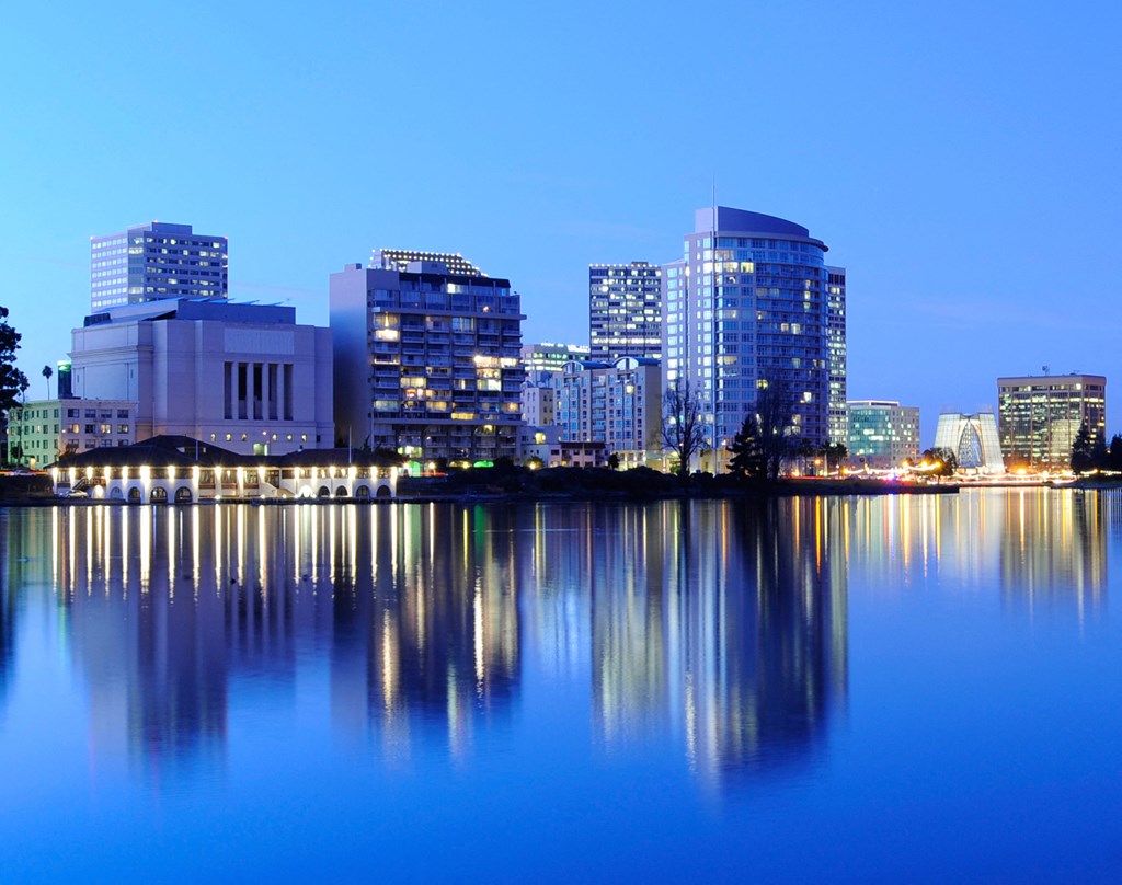 Lake Merritt view in the evening at 1200 Lakeshore, Oakland, 94606