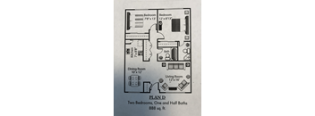 2 Bedroom 2 Bath Plan D Floor Plan at Villa La Paz, Bellflower, CA, 90706