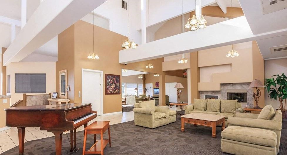 Clubhouse interior couch at Loma Linda Springs, Loma Linda, CA