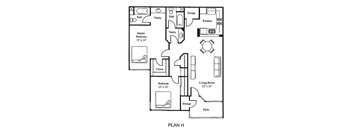 Plan H 2Bed 2Bath Floor Plan at Loma Linda Springs, Loma Linda, California, 92354