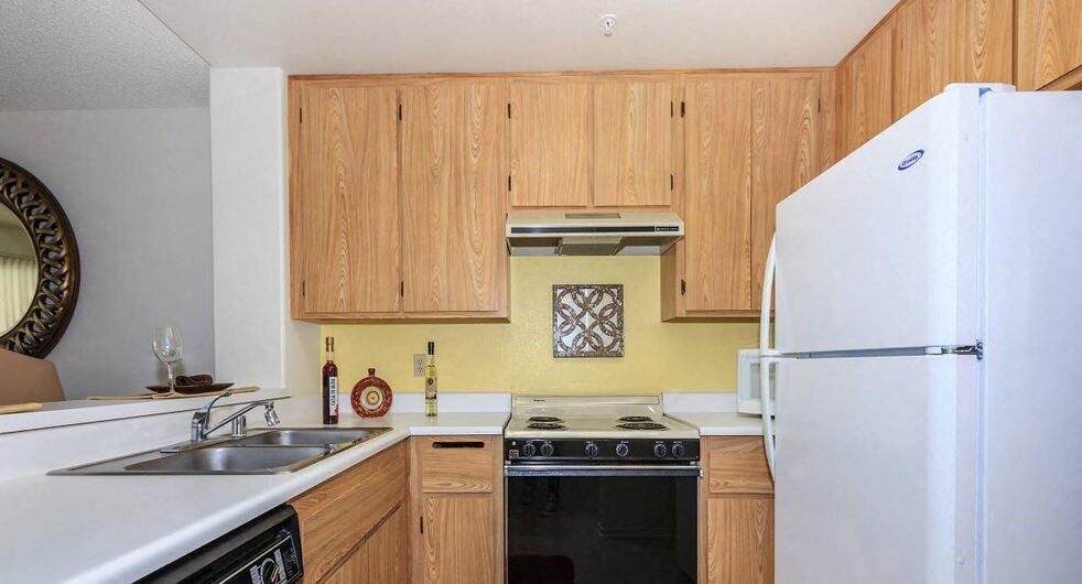 Kitchen cabinets and appliances at Loma Linda Springs, Loma Linda, California