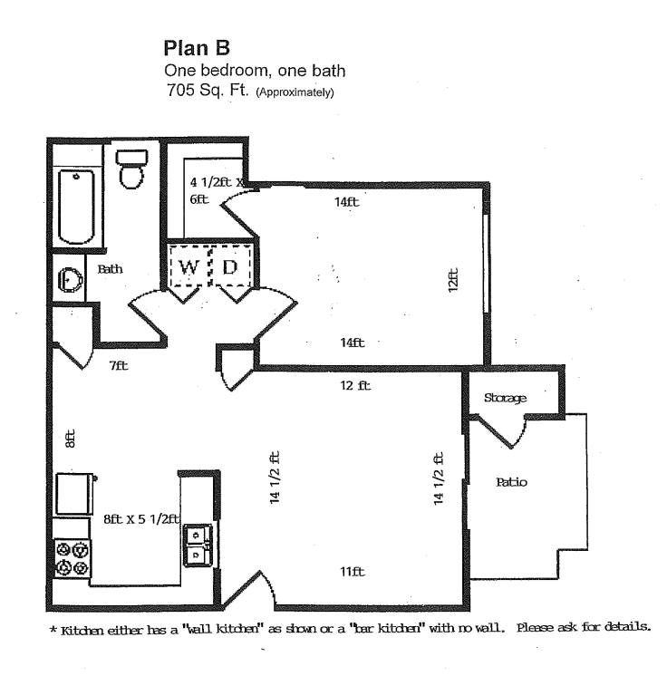 One Bedroom Floor Plan at Riverview Springs, Oceanside