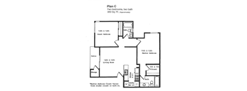 Two Bedroom/Two Bath Floor Plan at Riverview Springs, Oceanside, CA, 92058, California