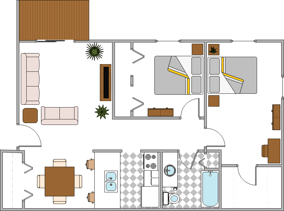 Two Bedroom Floor Plan at Custer Estates Apartments, Monroe, Michigan