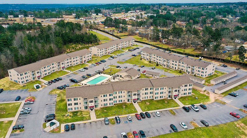 Drone Exterior View Drone Exterior View at Benson Estates Apartments, AUGUSTA, GA, 30815 - Photo Gallery