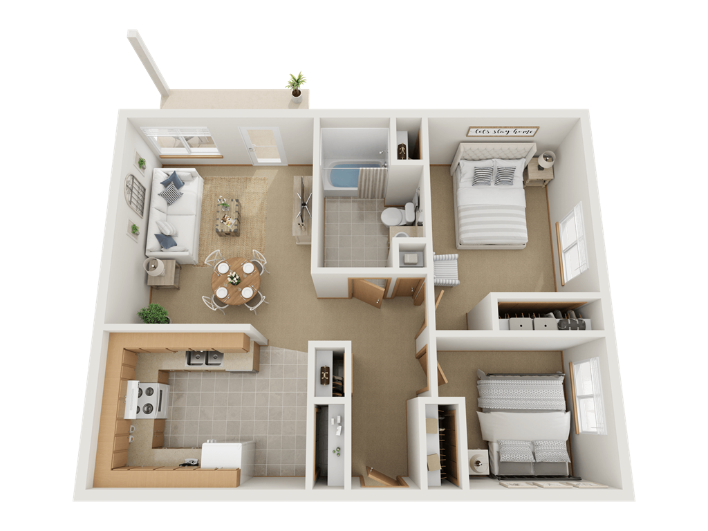 a rendering of a 3d floor plan of a house