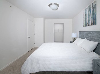 Bedroom With Closet Contemporary Bedroom With Closet at Gray Estates Apartments, MRD Conventional, St Clair MI 48079 - Photo Gallery 6