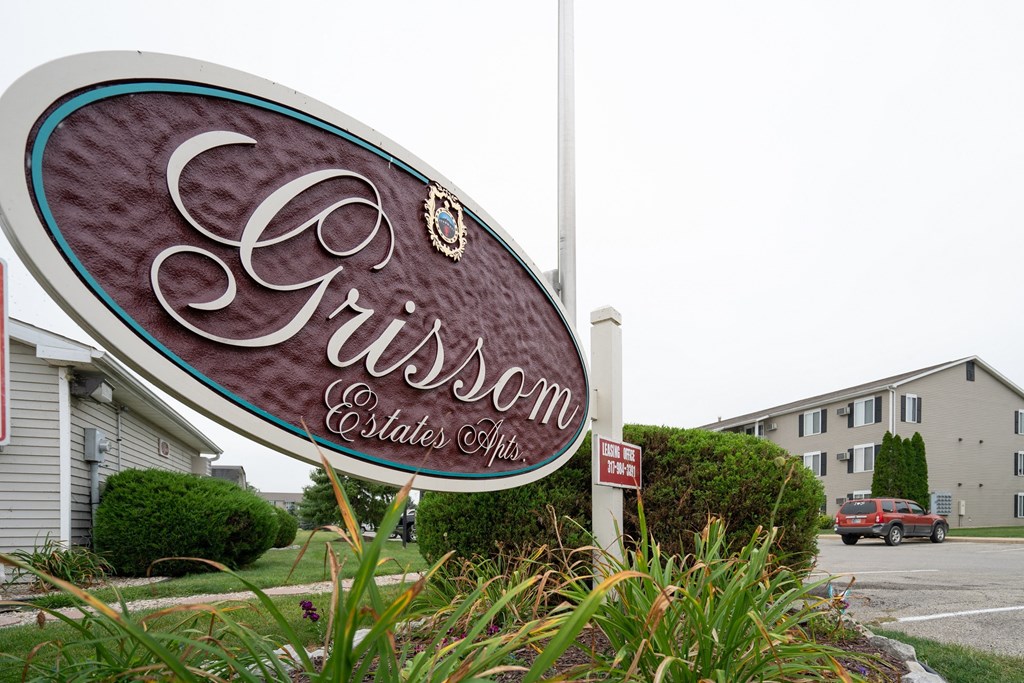 the sign in front of a building