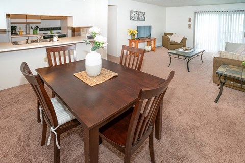 Living Room With Dining Area at Kuder Estates Apartments, MRD Conventional, Warsaw, IN